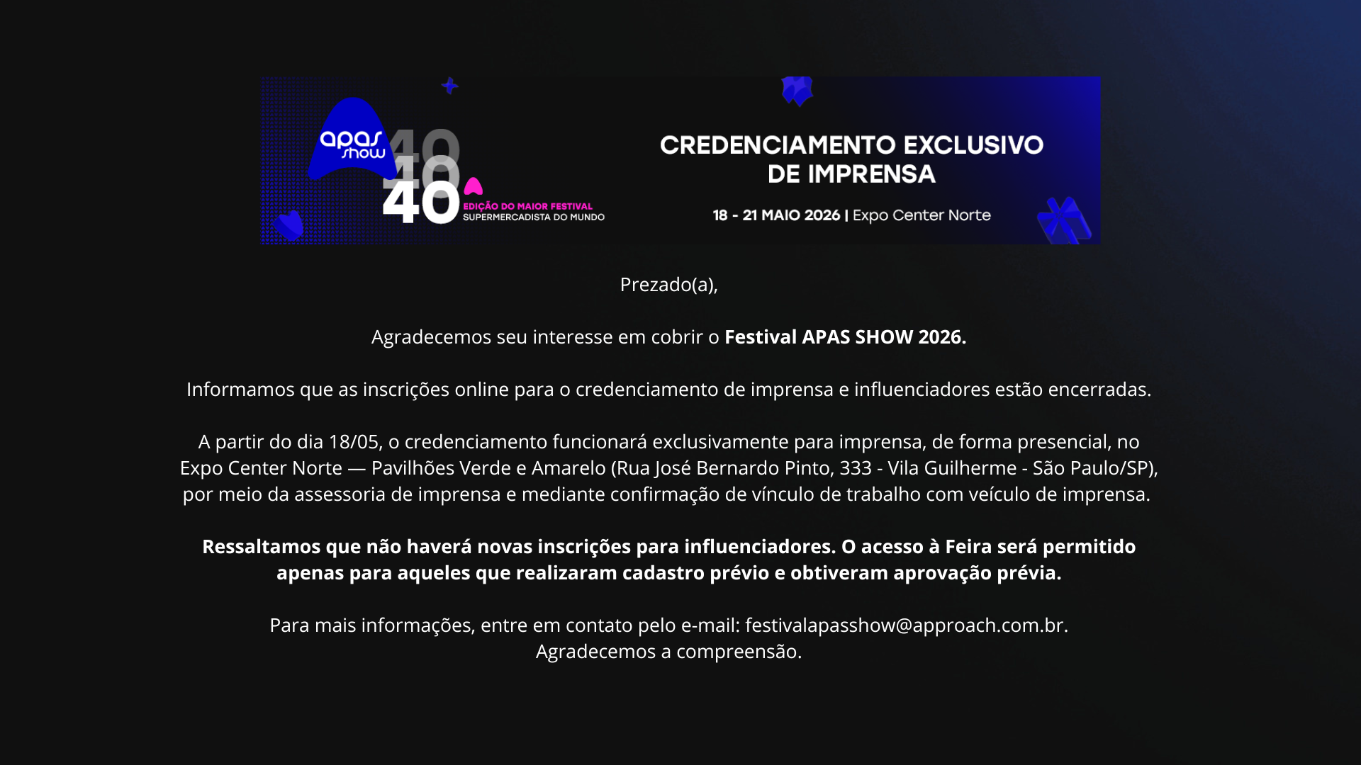 Inscrições Encerradas